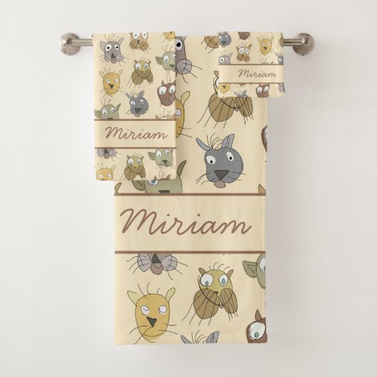 Katzen Doodle Badhandtuch Set (Insitu)