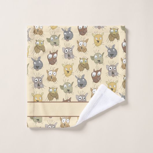 Katzen Doodle Badhandtuch Set (Waschlappen)