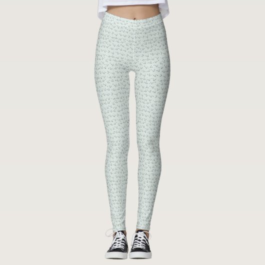 Katzen-Doodle-Leggings – Salbeigrün Leggings (Vorderseite)