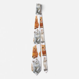 Katzen drucken Muster 01x4 Krawatte