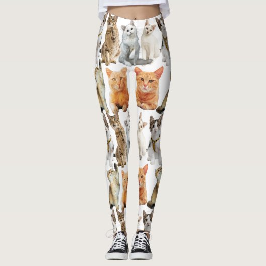 Katzen Druckmuster 01x4 Leggings (Vorderseite)