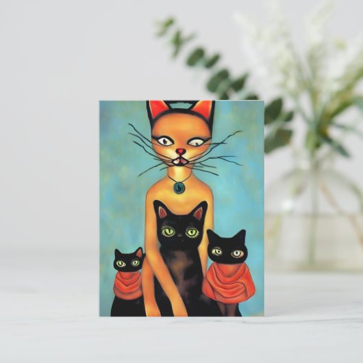 Katzen durch KI Postkarte (Stehend Vorderseite)
