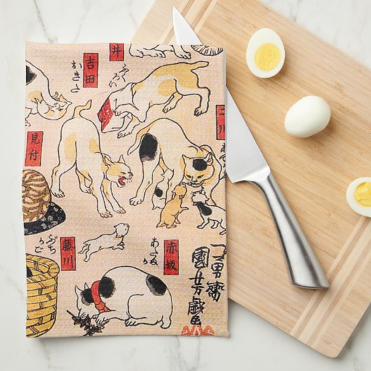 Katzen durch Utagawa Kuniyoshi Geschirrtuch (Viertel Falte)