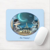 Katzen Eiffelturm - Nacht Glücklich Mousepad Mausp (Mit Mouse)