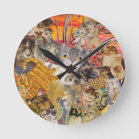 Katzen ein viel runde wanduhr (Vorderseite)