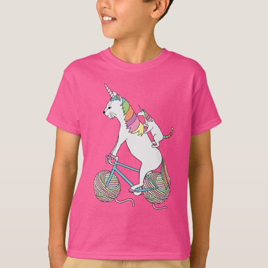 Katzen-Einhorn-ReitEinhorn-Katze, die Fahrrad T-Shirt (Vorderseite)