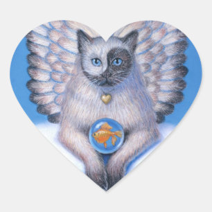 Katzen-Engel "Miezekatze Yin Yang" Herz-Aufkleber