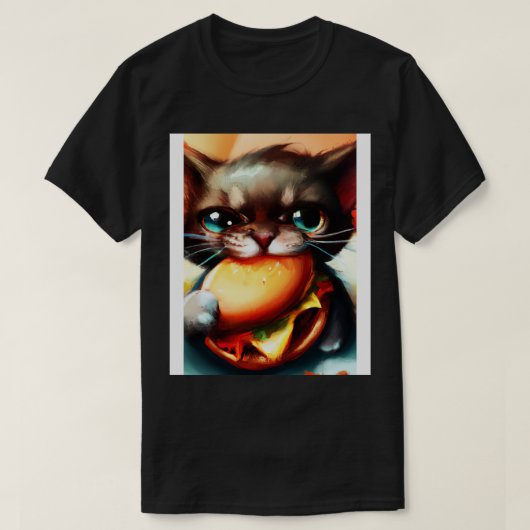 Katzen essen Burger T-Shirt (Design vorne)