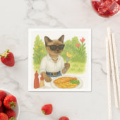 Katzen essen Fisch und Chips in London England Serviette (Beispiel)