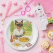 Katzen essen in London Fisch und Chips Pappteller (Party)