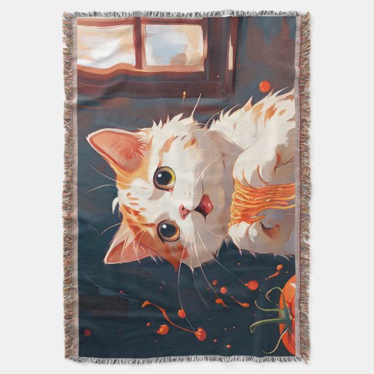 Katzen essen Spaghetti Decke (Vorderseite Vertikal)