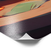 Katzen essen Spaghetti Fotodruck (Ecke)