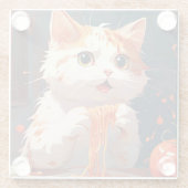 Katzen essen Spaghetti Glasuntersetzer (Rückseite)