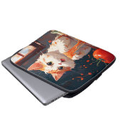 Katzen essen Spaghetti Laptopschutzhülle (Vorne Knopf)