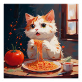 Katzen essen Spaghetti Poster (Vorderseite)