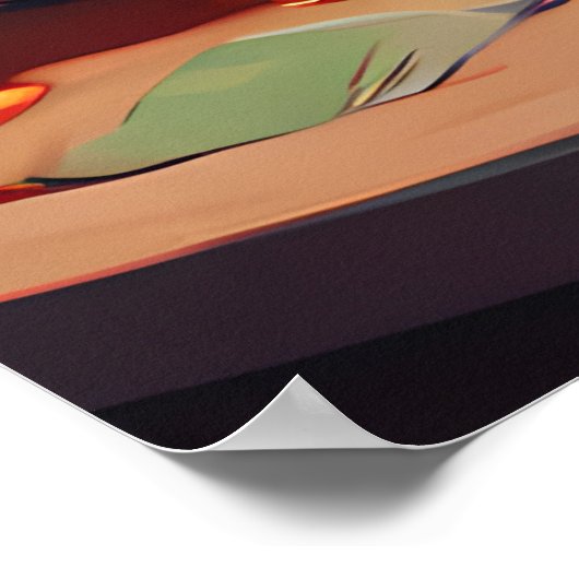 Katzen essen Spaghetti Poster (Ecke)