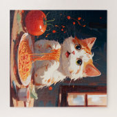 Katzen essen Spaghetti Puzzle (Horizontal)