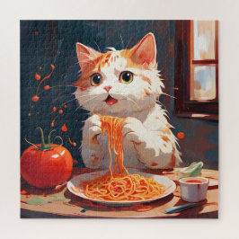 Katzen essen Spaghetti Puzzle