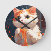 Katzen essen Spaghetti Runde Wanduhr (Vorderseite)