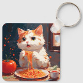 Katzen essen Spaghetti Schlüsselanhänger (Rückseite)