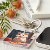 Katzen essen Spaghetti Schlüsselanhänger (Vorderseite rechts)