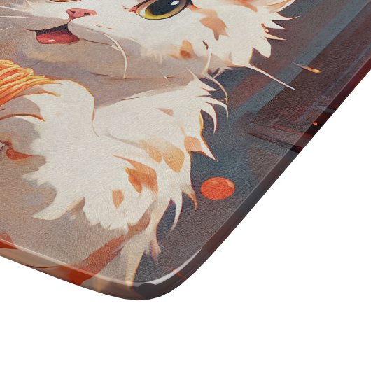 Katzen essen Spaghetti Schneidebrett (Ecke)