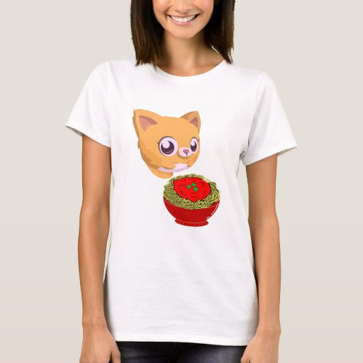 Katzen essen Spaghetti T-Shirt (Vorderseite)