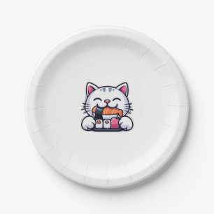 Katzen essen Sushi Pappteller