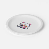 Katzen essen Sushi Pappteller (Schrägansicht)