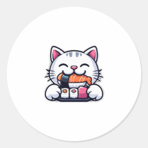 Katzen essen Sushi Runder Aufkleber