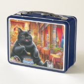 Katzen essen thailändische Speisen im thailändisch Metall Brotdose (Rückseite)