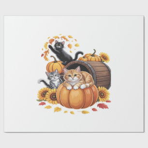 Katzen Fall Herbst Kürbisse Erntedankfest Sonnenbl Geschenkpapier