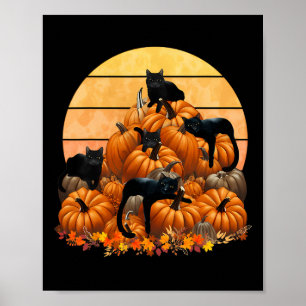 Katzen fallen Herbstpumpen Erntedank Matching Poster