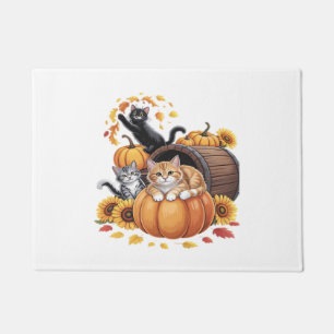 Katzen fallen Herbstpumpen Erntedank Sonnenblume C Fußmatte