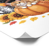 Katzen fallen Herbstpumpen Erntedank Sonnenblume C Poster (Ecke)