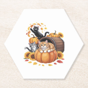 Katzen fallen Herbstpumpen Erntedank Sonnenblume C Untersetzer