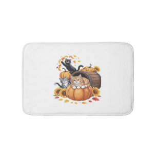 Katzen fallen Herbstpumpen Erntedank Sonnenblume O Badematte