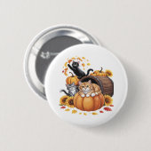 Katzen fallen Herbstpumpen Erntedank Sonnenblume O Button (Vorne & Hinten)