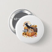 Katzen fallen Herbstpumpen Erntedank Sonnenblume O Button (Vorne & Hinten)