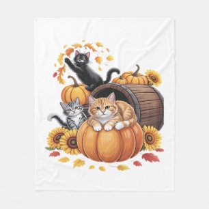 Katzen fallen Herbstpumpen Erntedank Sonnenblume O Fleecedecke