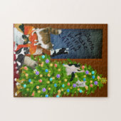 Katzen-Familien-Weihnachtspuzzlespiel Puzzle (Horizontal)