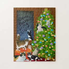 Katzen-Familien-Weihnachtspuzzlespiel Puzzle