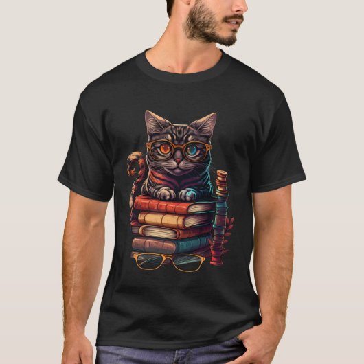 Katzen-Fan und Buchwürmer Katzen und Bücher buchen T-Shirt (Vorderseite)