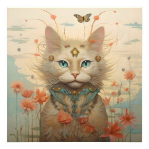 Katzen-Fantasie-Blumen Fotodruck
