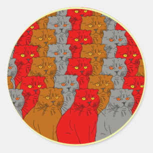 Katzen Farbgruppe Stikers Klassischer Rundaufklebe Runder Aufkleber
