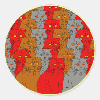 Katzen Farbgruppe Stikers Klassischer Rundaufklebe Runder Aufkleber