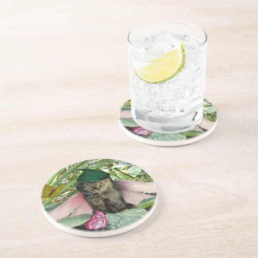 Katzen-feenhafter Elf-Untersetzer Getränkeuntersetzer (Seite)