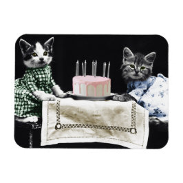 Katzen feiern einen Geburtstag mit Kuchen und Kerz Magnet