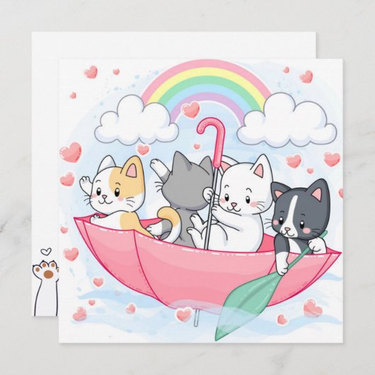 Katzen Feiertagskarte (Vorne/Hinten)