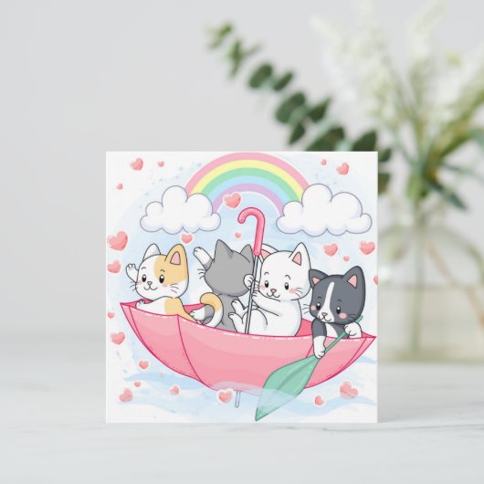 Katzen Feiertagskarte (Stehend Vorderseite)